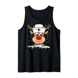 Reindeer Nurse Xmas Nursing Scrub Tops Christmas Pajamas Tank Top