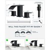 FORIOUS Square Matte Black Bathroom Faucets 3 Hole, Waterfall 8