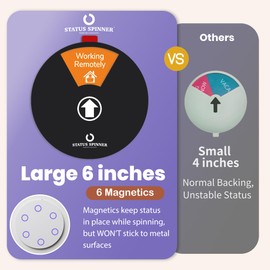 STATUS SPINNER Out of Office Wheel Sign for Door, Office Status Sign, Out to Lunch Will Return Sign for Office Door, Large 6 Options Door Sign(Black)