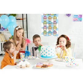 Hoblynth Birthday Chart Poster for Classroom Decorations Birthday Calendar Laminated Classroom Birth Day Chart Bulletin Board Decorations Back to School Teacher Supplies Waterproof & Easy to Remove