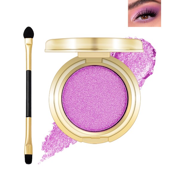 Pink Glitter Eyeshadow,Pearl Shimmer Eye Shadow Palette with Brush, Longwear
