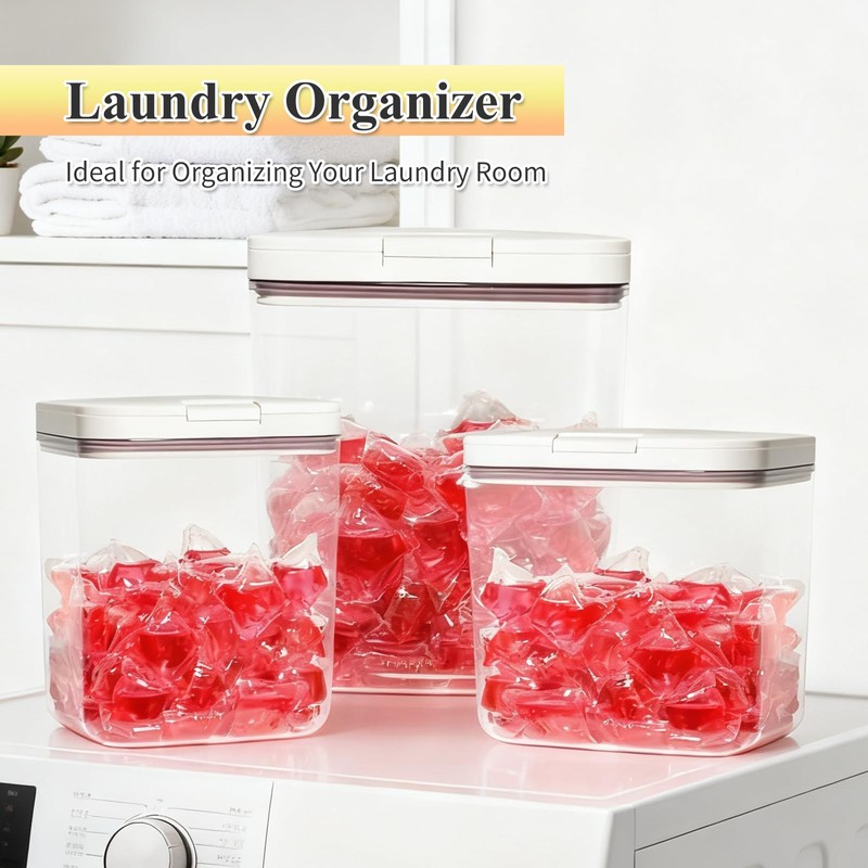 3 Pack Laundry & Dishwasher Pod Container Set,67oz 94oz 186oz