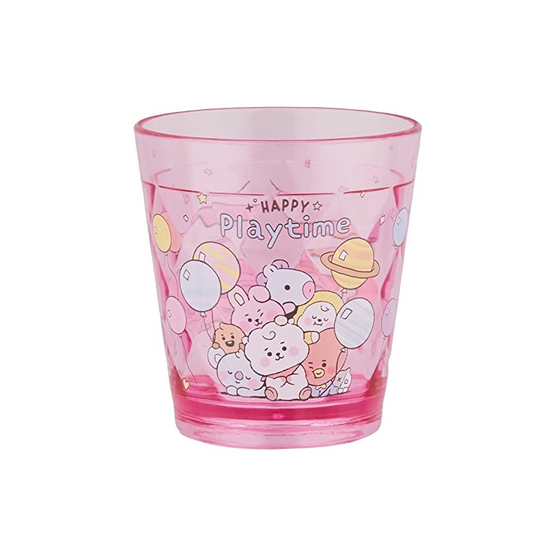 K Company BT-CCL2-PK BT21 Sparkly Clear Cup 2, Pink, 9.1