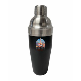 R and R Imports Moscow Russia Saint Basil's Cathedral Illustration Design Souvenir 24 oz Stainless Steel Cocktail Shaker Black Single