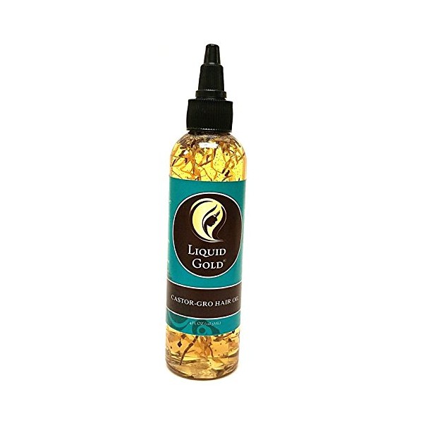 Liquid Gold Castor-Gro Herbal Hair Growth Oil for All Hair Types. Thickens Thinning Hair, Reduces Hair Fall, Softens Hair & Rapidly Stimulates Faster Hair Growth. 4oz
