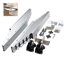Full Extension Table Slide, Aluminum Telescopic Cabinet Table Guide Rail Hinge Home Hardware Accessories for Concealed Table Desk Kitchen Countertop,1270mm