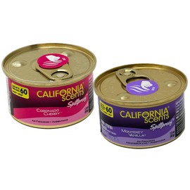 California Scents Spillproof Organic Air Fresheners, 1.5 Ounce Can, (2 Packs, Coronado Cherry and Monterey Vanilla)