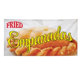 Vinyl Banner Multiple Sizes Fried Empanadas Outdoor Advertising Printing Restaurant & Food Outdoor Weatherproof Industrial Yard Signs Golden 4 Grommets 24x48Inches
