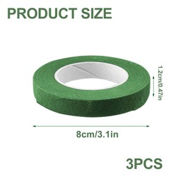 Lerelin 3 Roll Florist Tape, 12mm Width Dark Green Flower Tape Bouquet Tape for Bouquet Stem Wrapping and Florist Craft Projects and DIY Handcrafts(30 Yard/Roll)