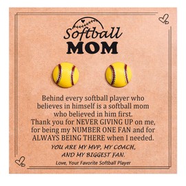 EPIRORA Softball Gifts for Women, Hypoallergenic Sterling Silver Stud Earrings Softball Mom Essentials Birthday Christmas Mother's Day Present for Her from Daughter Son