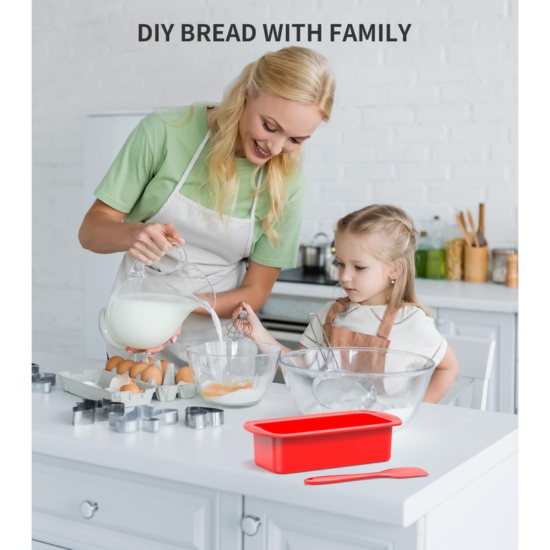 Ankway Rechteckig Silikon Brotbackform mit Teigschaber, 2er Set Anti haftende