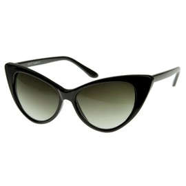 zeroUV Oversized Cat Eye Sunglasses for Women, UV400 Vintage Inspired Fashion Mod Chic High Pointed 70s Cateye Sunglasses 54mm (Black/Gradient)