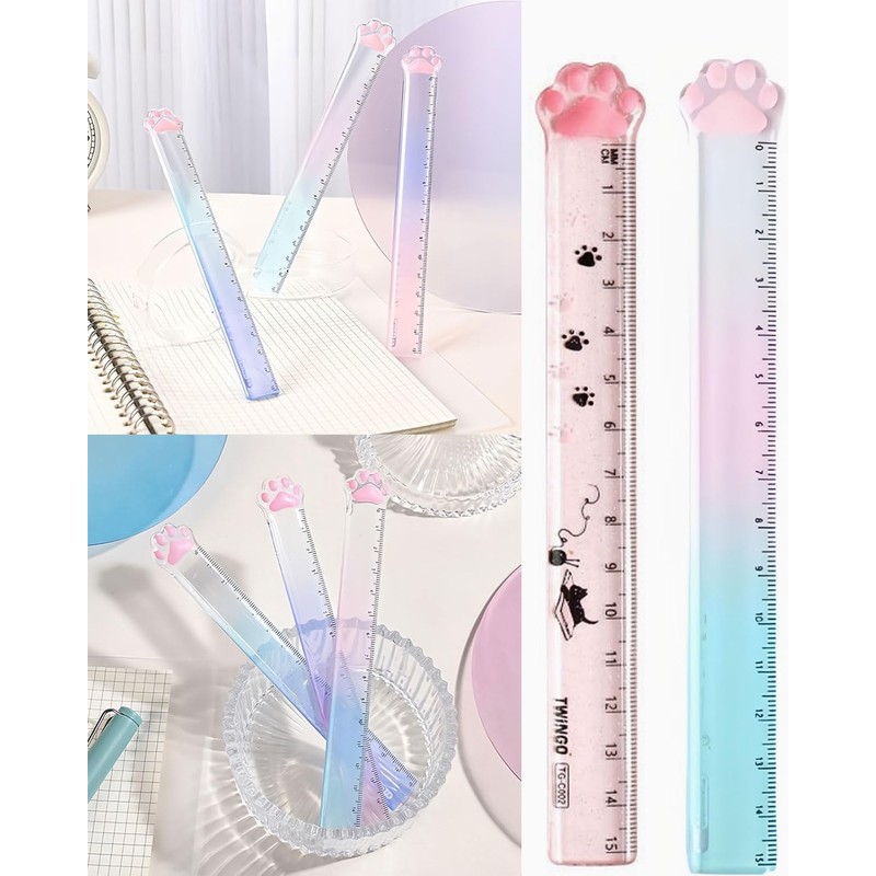 Zeayebsr Pack of 2 Plastic Ruler, Ruler 15 cm Primary