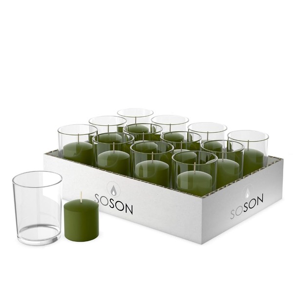 Simply Soson Votive Candles - 24 Dark Moss Green Votive