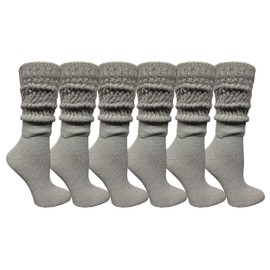 6 Pairs Of Yacht & Smith EXTRA THICK Slouch Socks for Women, Extra Heavy Slouchy Ladies Cotton Crew Boot Socks