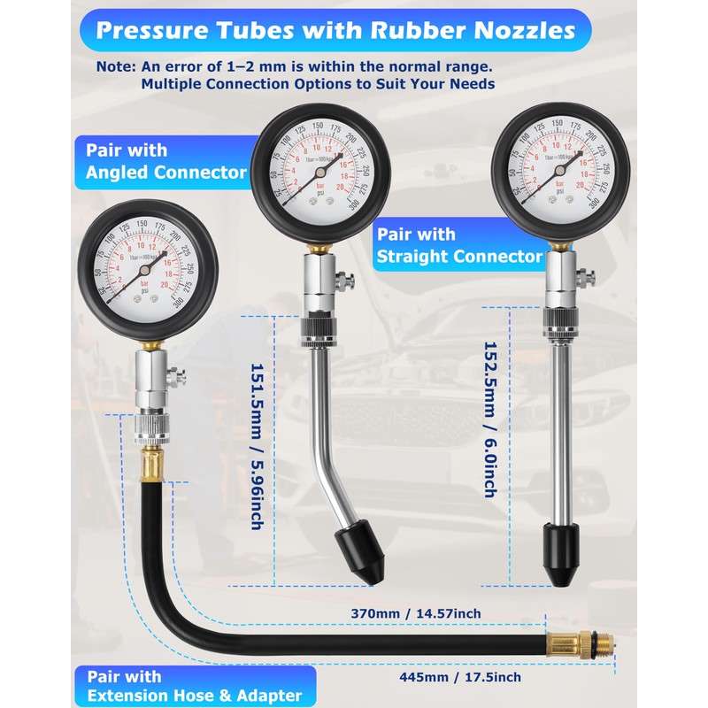 DAYUAN Professional Petrol Engine Compression Tester Kit Set for Automotives