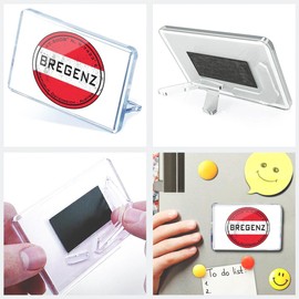 Classic Rectangle Magnet with Stand - Bregenz Austria Flag Circle - Fridge Locker Office Whiteboard Toolbox #59501