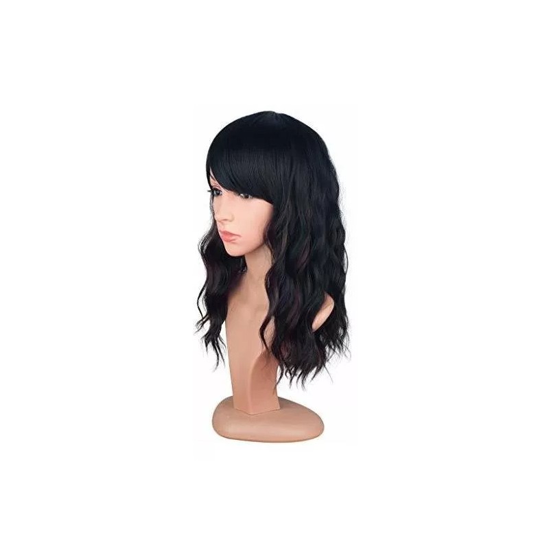 Symeiw Peluca Mezcla De Negro Marrón Ondulado 40cm Symeiw