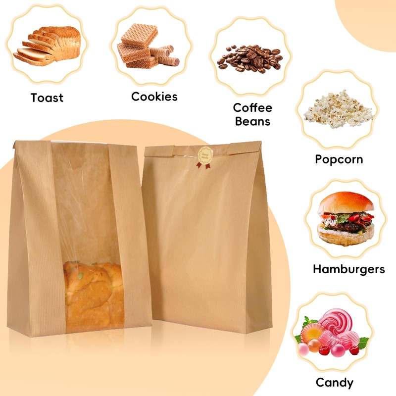Funcoo 30 pcs Bread Bags for Homemade Bread Paper Sourdough