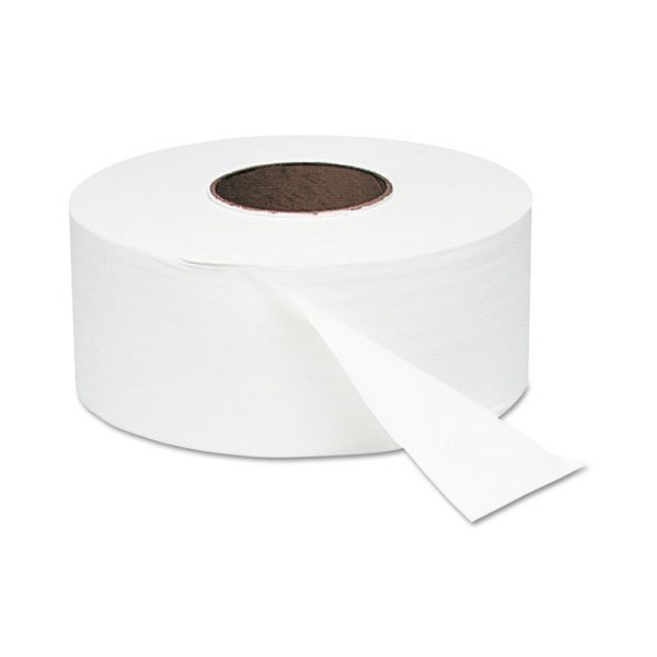 White Jumbo Roll Bath Tissue, 9" dia, 1000 ft, 12 Rolls per Case