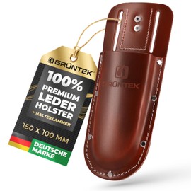 GRÜNTEK Premium Pruner Holster Premium Burgundy Red Genuine Leather Secure Hold Belt Loop Strong Retaining Clip Tool Holder for Gardening Shears Case Holster Holder Holder