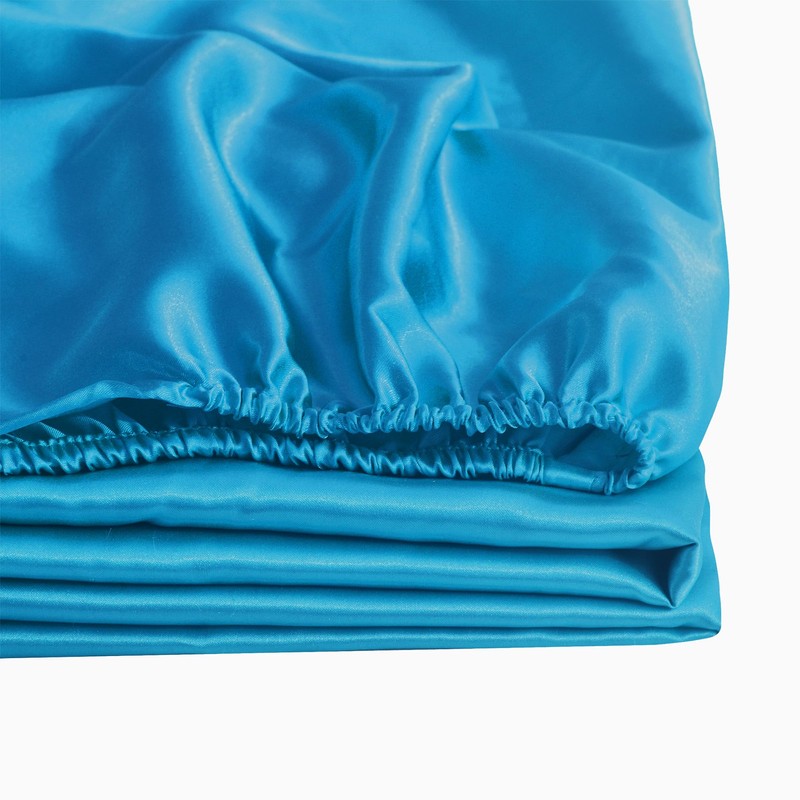 ROOEE Satin Silk Fitted Sheet with Pillowcase Set Breathable Soft