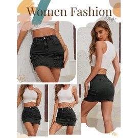 Cargo Skirt Jean Skirt Mini Skirt y2k Cargo Mini Skirt Jean Skirt for Women Cargo Skirt y2k Women's Casual Low Waisted Solid Up Denim Skirt Women