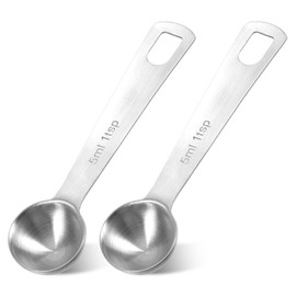 Set of 2 Measuring Spoons, Mini Measuring Spoons, Measuring Spoons, 5 ml Stainless Steel, Coffee Spoon, Coffee Dosing Spoon, Single Measuring Spoon, Spice Spoon, Metal Measuring Spoon, Dry Liquid