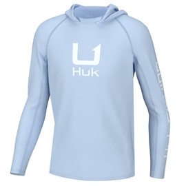 HUK Youth Icon X Hoodie, Fishing Shirt with Sun Protection for Kids, Ice Water