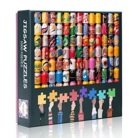 Puzzle for Adults with 1000 Pieces - Vibrant Drink Cans, Modern Drink Bottle Art with Premium Puzzle Board, Puzzle for Adults with 1000 Pieces (27.5 x 19.7 inches)