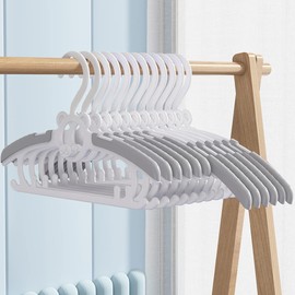 BOOFLYII Baby Hangers, 12 Pieces, Children's Hangers, Extendable, Kids Hanger, 4 Adjustable Levels, Space Saving, Baby Hanger, Anti-Slip, Thick, Durable, Stylish, Suitable for Ages 0 - 18 Years Old (Gray)