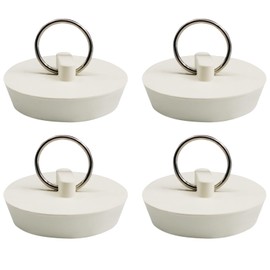 AUXBC Rubber Tub Stopper 4 Pieces, Drain Stoppers, Sink Stopper, Drain Plug Bathtub Plug, Kitchen Bathtub Odor-Proof Drain Cover Fits 1-3/8 Inch with Hanging Ring, White