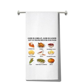 MYSOMY Thanksgiving Fall Food Kitchen Towels God Is Great God Is Good Gifts Thanksgiving Prayer Gifts Fall Dish Towel (GOD IS GREAT UK)