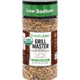 FreshJax Grill Master Organic Montreal Steak Seasoning – 6 oz | Low Sodium BBQ & Grill Rub for Steak, Burgers, Chicken, Brisket, Roasts, Summer Grilling, Smoking, Backyard BBQ | Made in USA