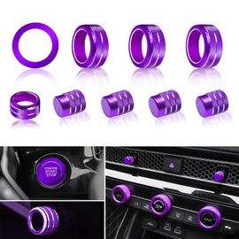 SENSHINE Air Conditioning, Vent Knob Cover for Honda Civic Accessories 2022 2023 2024 2025 for Honda CRV 2023 2024 2025 Start/Stop Push Button Ring, Control Knob Button, Vent Lever Trim 10Pcs(Purple)