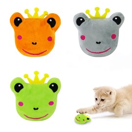 Andiker Cat Catnip Toys, 3Pcs Cat Interactive Toys for Indoor Cats, Soft Plush Kitten Chew Toys with Crinkle Paper for Relieve Stress, Reduce Boredom, Teething (Frog)