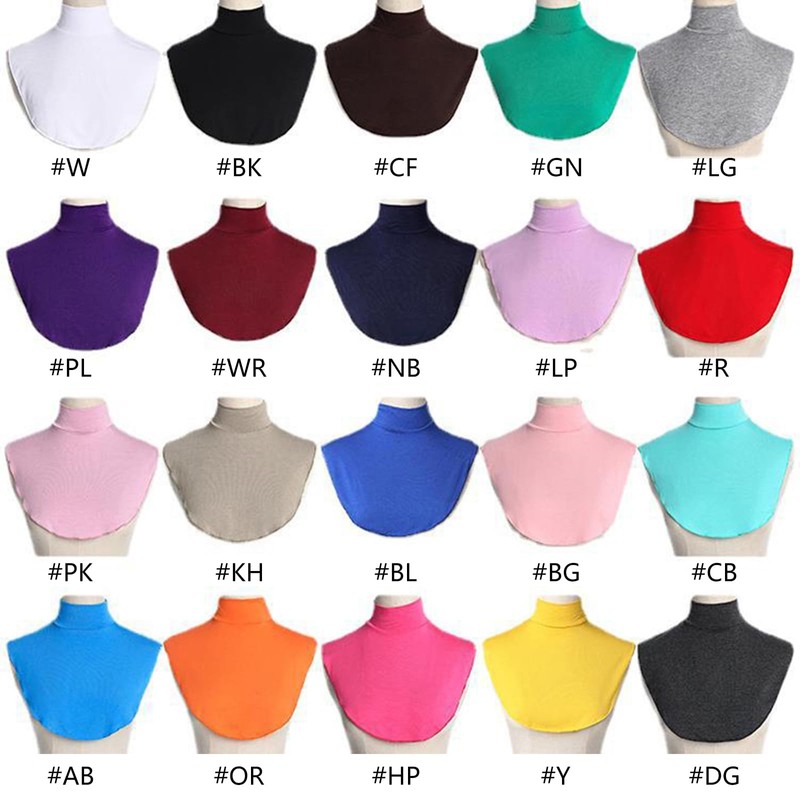TERNCOEW Womens Turtleneck Fake Collar Islamic Hijab Extensions Solid Color