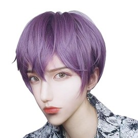 Full Wig, Men's Wig, Harajuku Style, Purple Shot, Wig, Semilong, Men's, Fashion, Harajuku, Net, Natural, Unisex