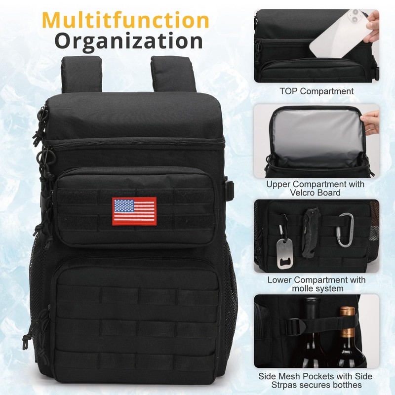 Tactical Backpack Cooler,Soft Lightweight Leakproof Cooler Backpack,Insulated Cooler Bag,Portable Soft