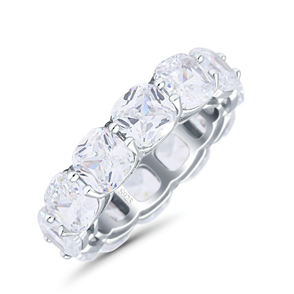 OMRANII Cubic Zirconia Size-9 Cushion Cut CZ Full Eternity Wedding