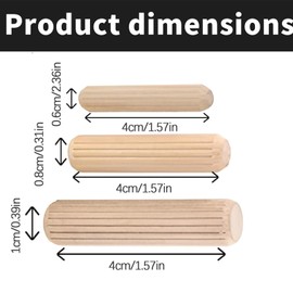 DCJWQ 120 Pcs Assorted Wooden Dowels M6 M8 M10 Birch Grooved Plugs Furniture Woodwork Grooved Fluted Pin Craft 6mm 8mm 10mm, Beige