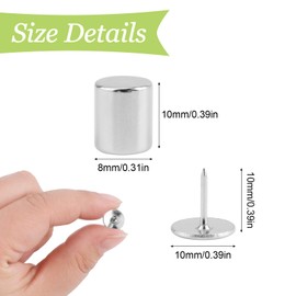 UFURMATE Magnetic Push Tacks, 30 Pieces Push Pins for Poster and Photos, Magnetic Thumbtacks for Cork Board, Metal Push Pins for Pay Photos (Silver)