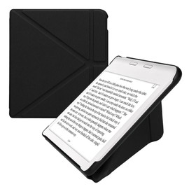 kwmobile Origami Case Compatible with Kobo Libra Colour Case - Slim PU Leather Cover with Stand - Black