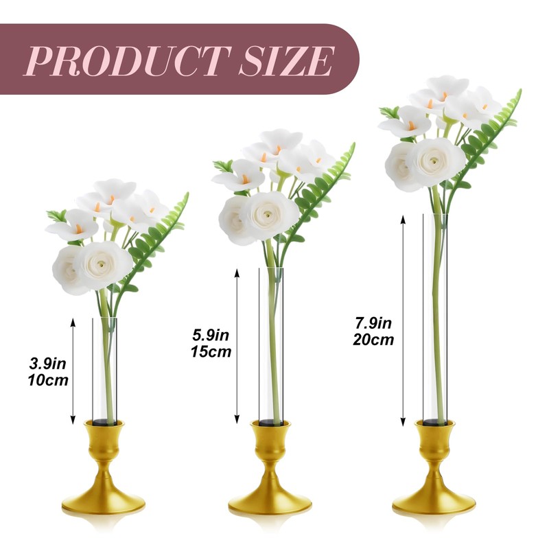 Ninehaoou 10 Pack 7.9" Glass Bud Vase Taper Candle Holder's