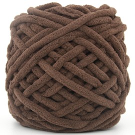 Chunky Velvet Chenille Yarn for Crocheting Velvet Fluffy Plush Thick Bulky Chunky Chenille Velvet Soft Baby Blanket Yarn for Crocheting Hand Knitting 100g(Coffee Brown)