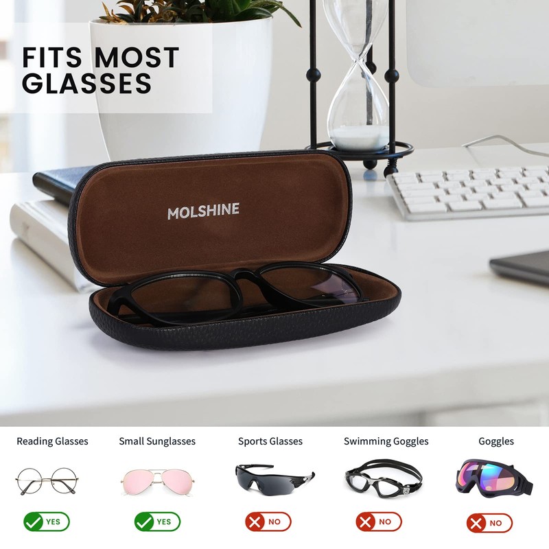 MOLSHINE Hard Shell PU Leather Glasses Case,Travel Portable Eyeglass Case