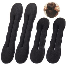 Visxcnu Pack of 4 Magic Hair Buns, 2 Large and 2 Small, Hair Bun Maker, Upgraded Hair Holder, Sponge Clips, Hair Styling Doughnut Bun Hair Twist Curler Donut Tools