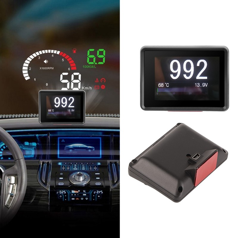 Car OBD MultiFunction Meter Digital Temperature Voltage Speed HUD Display