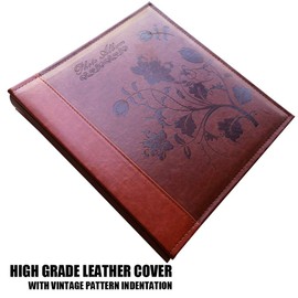 Totocan Memory Guardian Large Photo Albums, 5x7, 360 Pockets, Holds 360 Photos with Writing Memo, Vintage Leather Cover, Brown
