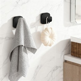 WingWider Shower Hooks for Inside Shower,Reusable Suction Cup Hooks for Glass Window,Mirror,Removable Towel Hooks for Bathroom,2 Pack(Black)